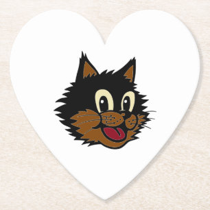 POSAVASOS DE PAPEL GATO DE SONRIENTE NEGRO Y MARRÓN NOCTURNO