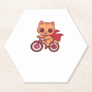 Posavasos De Papel Gato de vampiros en bicicleta de Halloween � lindo