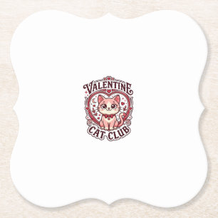 Posavasos De Papel Gato del Día de San Valentín Diseño divertido para