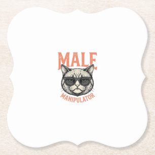 Posavasos De Papel Gato Divertido Manipulador Masculino Gafas de Sol