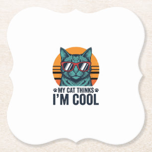 Posavasos De Papel Gato Divertido Piensa Que Soy Genial Vintage