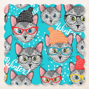 Posavasos De Papel Gato en el gorra