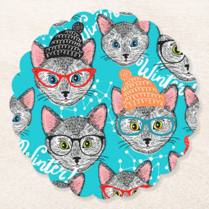 Posavasos De Papel Gato en el gorra