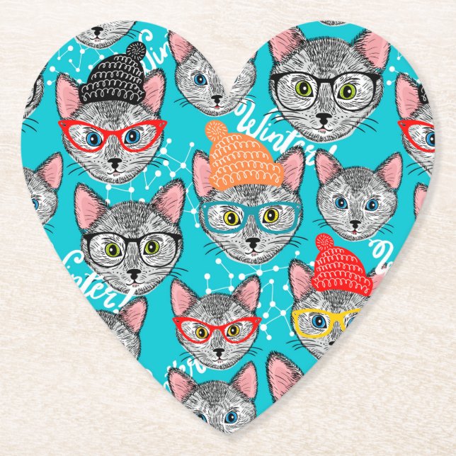 Posavasos De Papel Gato en el gorra (Anverso)