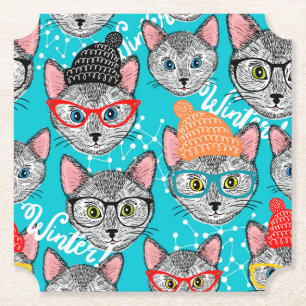 Posavasos De Papel Gato en el gorra