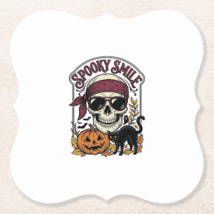 Posavasos De Papel Gato Esqueleto de Halloween Gráfico de Calabaza Vi