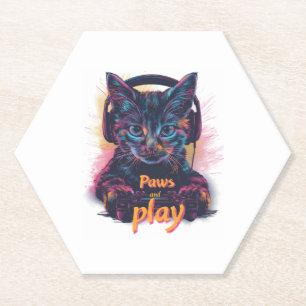 Posavasos De Papel Gato Gamer Sube de Nivel