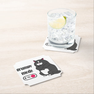 Posavasos De Papel gato gordo divertido con modo gruñón