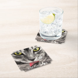 Posavasos De Papel Gato gris con ojos amarillos golpeando