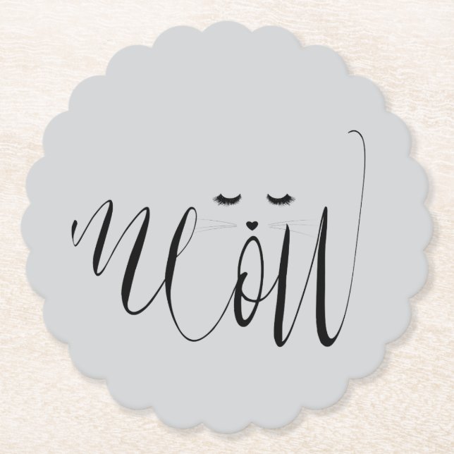 Posavasos De Papel Gato Gris Meow (Anverso)
