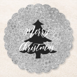 Posavasos De Papel Gato Gris Meow Kitty de Leopardo Plateado