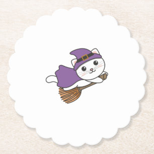 Posavasos De Papel Gato Halloween Brujas Niños Vestidos