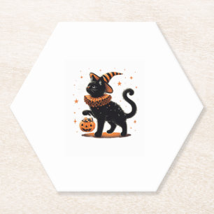 Posavasos De Papel Gato Halloween Funny Spookin Season Cat Witch Pump