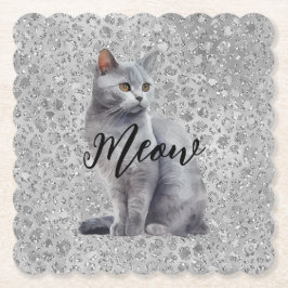 Posavasos De Papel Gato Leopard Gray Meow Kitty