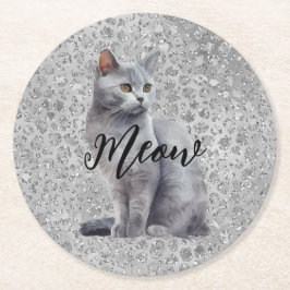 Posavasos De Papel Gato Leopard Gray Meow Kitty
