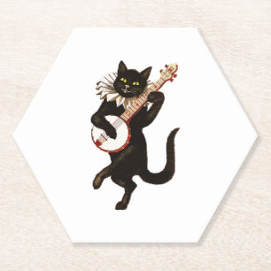 Posavasos De Papel Gato lindo tocando guitarra Camisetas musicales