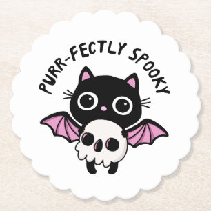 Posavasos De Papel Gato Murciélago Cute de Halloween - Chiste Espeluz