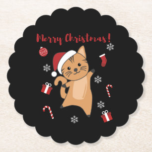 Posavasos De Papel Gato Navidades Nieve Animales De Invierno Gatos