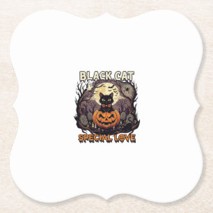 Posavasos De Papel Gato Negro Amor Especial Halloween Calabaza Luna L