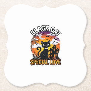 Posavasos De Papel Gato Negro Amor Especial Halloween Casa Embrujada 