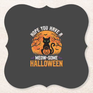 Posavasos De Papel Gato Negro de Halloween Meow-Some