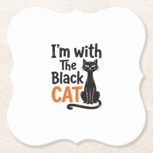 Posavasos De Papel Gato Negro Divertido Grabado Vintage Diseño de Hal