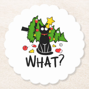 Posavasos De Papel Gato Negro Divertido Navidad Árbol Alegre Santa Hu