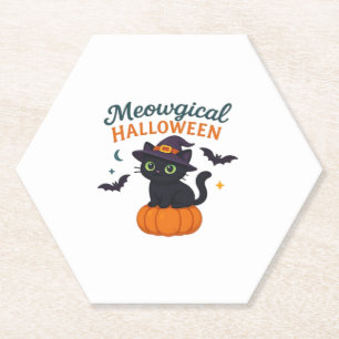 Posavasos De Papel Gato negro lindo con ojos verdes brillantes en la 