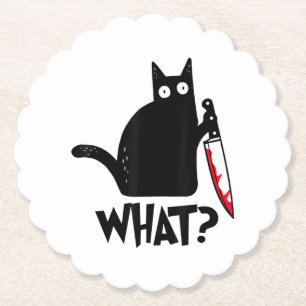 Posavasos De Papel Gato Qué_ Gracioso Gato Negro 
