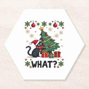 Posavasos De Papel Gato Qué Gracioso Gato Negro Que Presiona El Árbol