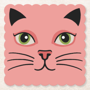 Posavasos De Papel Gato rosa retro