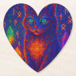 Posavasos De Papel Gato sagrado de neón<br><div class="desc">Este diseño presenta un gatito trippy de color oscuro con ramas y cristales brillantes.</div>