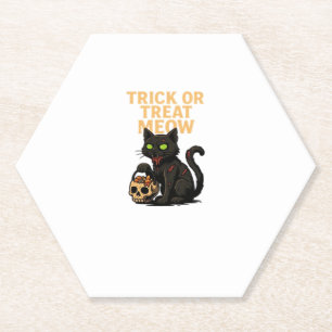 Posavasos De Papel Gato zombi - Diseño de Halloween Trick o Tret Meow