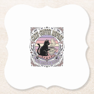 Posavasos De Papel Gatos Café Repetir Gato Hojas de Té Café Fortuna R