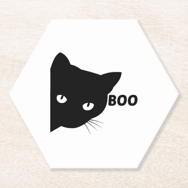 Posavasos De Papel Gatos de regalo de Halloween (Anverso)
