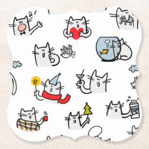 Posavasos De Papel Gatos divertidos, leche y magia.
