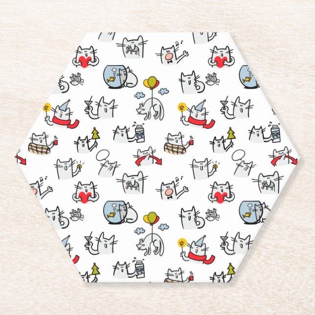 Posavasos De Papel Gatos divertidos, leche y magia. (Anverso)