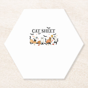 Posavasos De Papel Gatos Lindos de Halloween en Traje de Fantasma Muj