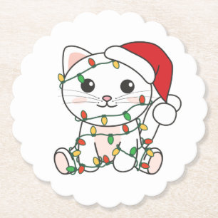Posavasos De Papel Gatos Navidades Animales de Invierno Gatos