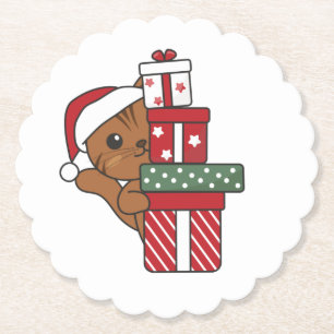 Posavasos De Papel Gatos Navidades regalan gatos de invierno