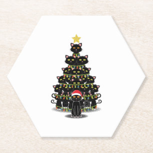 Posavasos De Papel Gatos negros Árbol de Navidad Árbol de gatos Navid