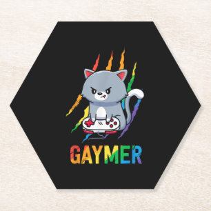 Posavasos De Papel Gaymer Gato LGBT Orgullo Gay Videojuego Arcoiris A