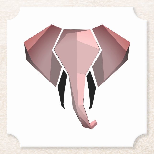 Posavasos De Papel Geometría Cabeza elefante (Anverso)