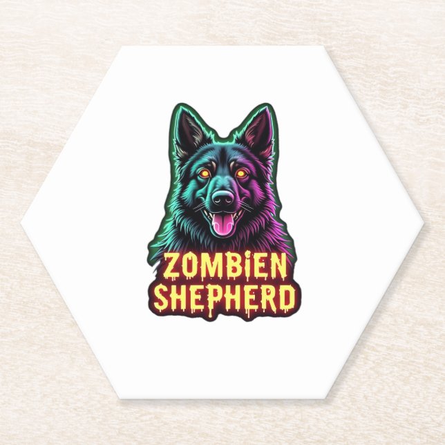 Posavasos De Papel German Shepherd GSD Shep Zombie Dog Halloween Esse (Anverso)