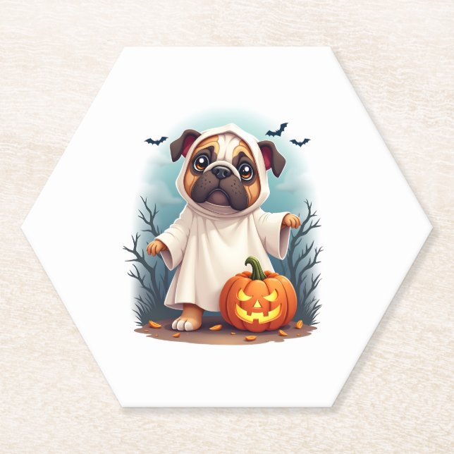 Posavasos De Papel Ghost Bulldog Boo (Anverso)