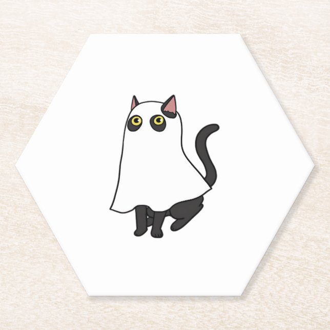 Posavasos De Papel Ghost Cat Classic T-Shirt_2 (Anverso)
