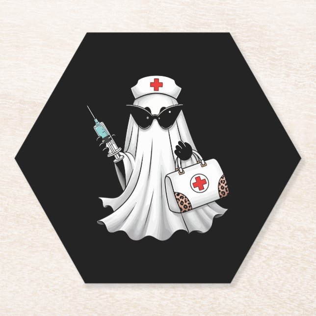 Posavasos De Papel Ghost Nurse Halloween (Anverso)