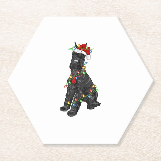 Posavasos De Papel Gigante Schnauzer Lover Xmas Santa Giant Schnauzer (Anverso)