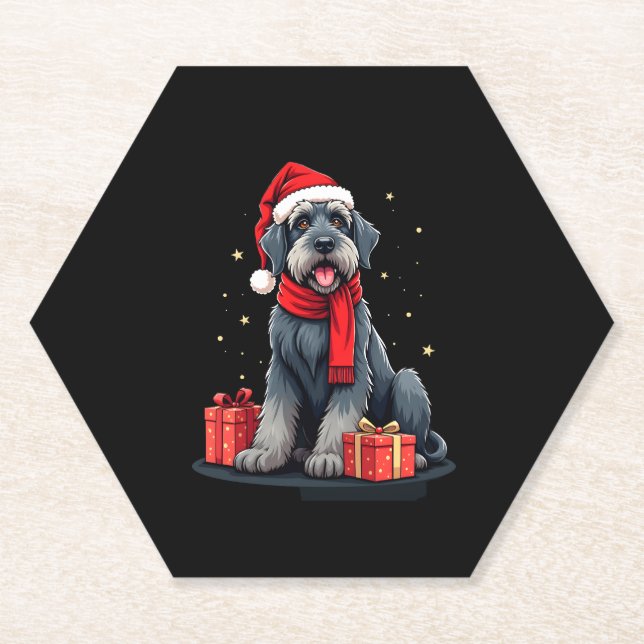 Posavasos De Papel Gigante Schnauzer Navidades de perro Fiestas festi (Anverso)