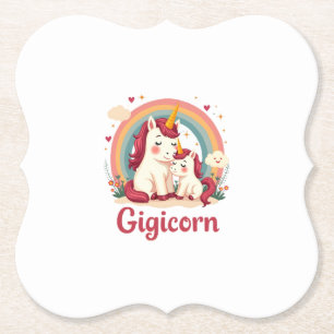 Posavasos De Papel Gigicorn Unicornio Vintage Mamá y Bebé Arcoíris Li